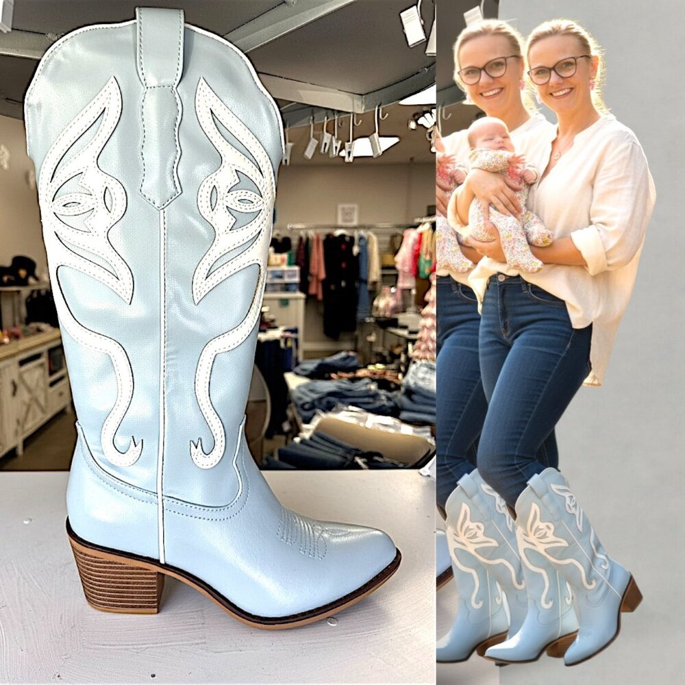 🌸 Pierre Dumas Pastel Western Boots — Blue— Women’s - Picture 2 of 4